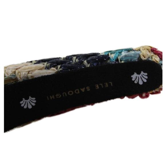 RARE Lele Sadoughi Raffia Woven Alice Headband Gold Logo NWOT - Picture 7 of 8